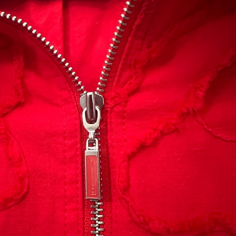 Beautiful Susan Graver 3/4 sleeve zip up red embroidered Jacket M EUC - Picture 3 of 11